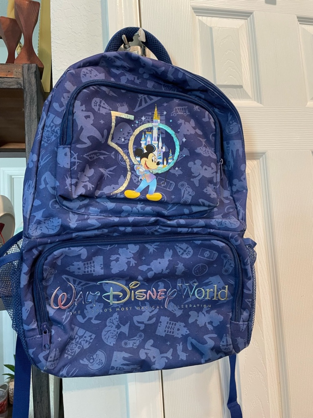 Walt Disney World Blue 50th Anniversary Spirit Backpack w insulated cooler 17”